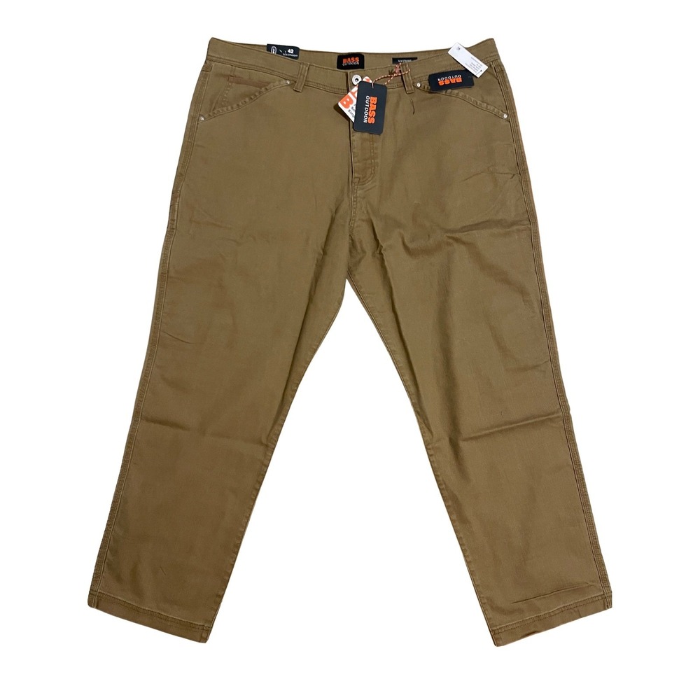 Bass Outdoor Everyday 6-Pocket Pants Mens 42x30 Slim Straight Stretch Ermine NEW
